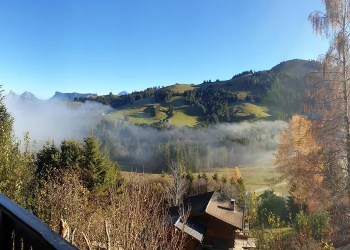 Charming Chalet With Panoramic View And Private Parking In Gruyere